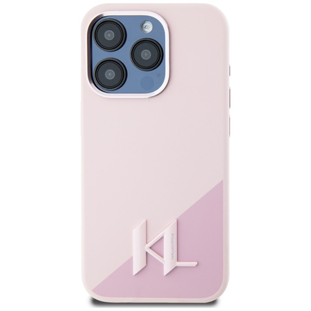 Karl Lagerfeld Silicone Shadow Metal Initial MagSafe - Etui do iPhone 15 Pro Max (różowy) (KLHMP15XSCMKMPCP)