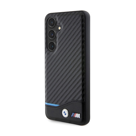 BMW Leather Carbon Blue Line - Etui Samsung Galaxy S24 (czarny) (BMHCS24S22NBCK)