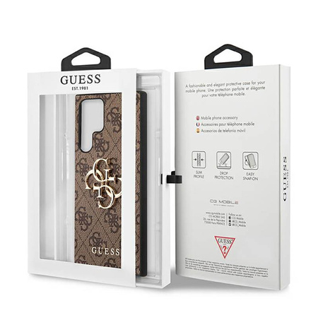Guess 4G Big Metal Logo - Etui Samsung Galaxy S23 Ultra (brązowy) (GUHCS23L4GMGBR)