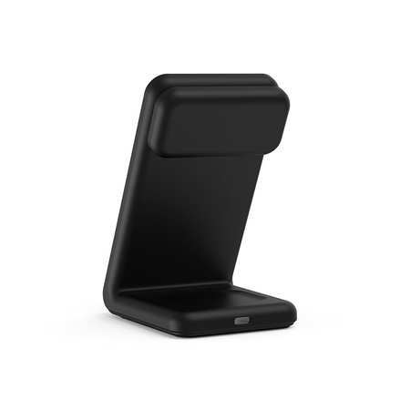 Crong MagSpot Pivot Stand - Ładowarka bezprzewodowa 3w1 z MagSafe do iPhone, Apple Watch i AirPods (czarny) (CRG-MSPS-BLK)