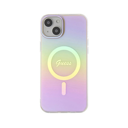 Guess IML Iridescent MagSafe - Etui iPhone 15 Plus (różowy) (GUHMP15MHITSP)