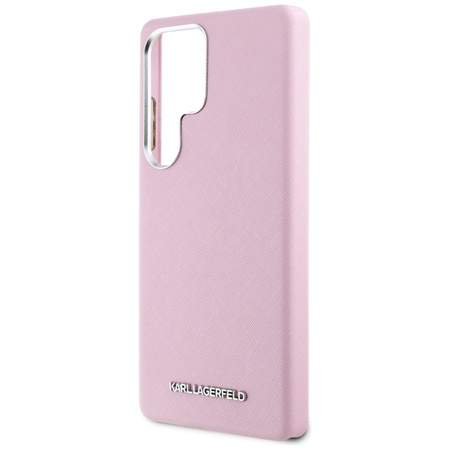 Karl Lagerfeld Saffiano Full Wrapped Elongated Metal Logo MagSafe - Etui do Samsung Galaxy S25 Ultra (różowy) (KLHMS25LPSAFWMCP)