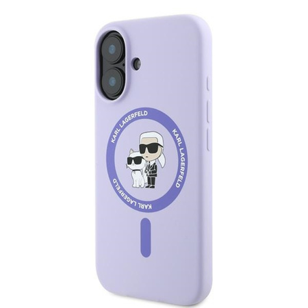 Karl Lagerfeld Silicone Karl & Choupette Ring MagSafe - Etui iPhone 16 Plus (fioletowy) (KLHMP16MSCMKCRHU)