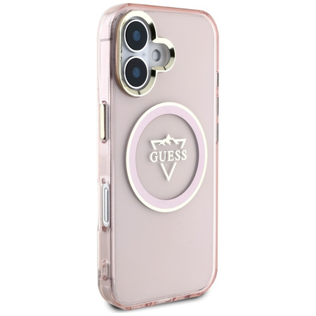 Guess IML Metal Mountain Logo MagSafe - Etui do iPhone 16 (różowy) (GUHMP16SHFGTMSLSP)