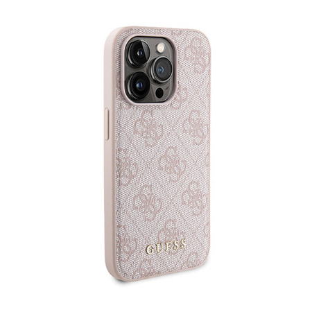 Guess Bundle Pack MagSafe 4G Metal Gold Logo - Zestaw etui + Power Bank 5000mAh MagSafe iPhone 15 Pro Max (różowy) (GUBPM5P15X4GEMGP)