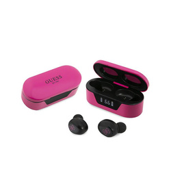 Guess True Wireless Earphones BT5.0 5H - Słuchawki TWS + etui ładujące (magenta) (GUTWST31EM)