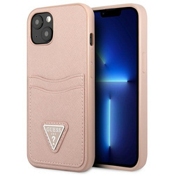 Guess Saffiano Double Card Triangle - Etui iPhone 13 (różowy) (GUHCP13MPSATPP)