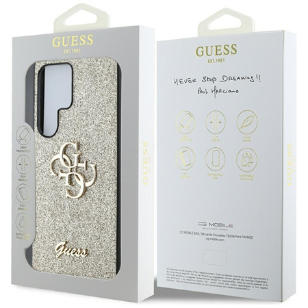 Guess Fixed Glitter Big 4G Metal Logo - Etui do Samsung Galaxy S25 Ultra (złoty) (GUHCS25LHG4SGD)