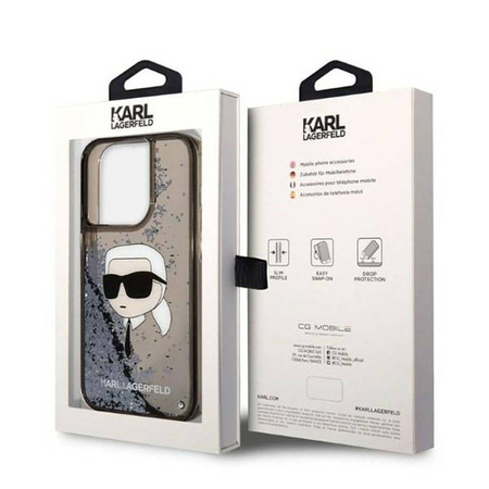 Karl Lagerfeld Liquid Glitter NFT Karl's Head - Etui iPhone 14 Pro (czarny) (KLHCP14LLNKHCK)
