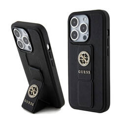 Guess Grip Stand 4G Saffiano Strass Logo - Etui iPhone 15 Pro Max (czarny) (GUHCP15XPGSSADK)