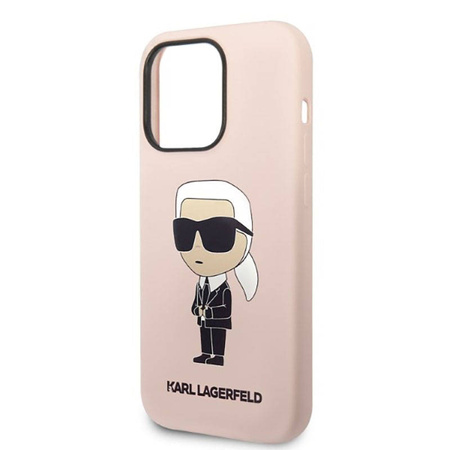 Karl Lagerfeld Silicone NFT Ikonik MagSafe - Etui iPhone 14 Pro Max (różowy) (KLHMP14XSNIKBCP)