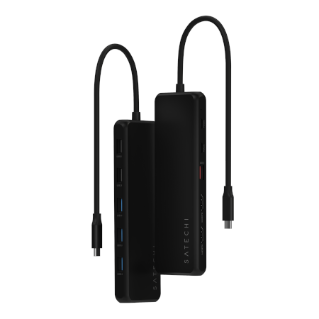 Satechi 13-in-1 USB-C Triple Display Multiport Adapter Hub USB-C (1x Ethernet 1 Gbps, 3x USB-A 5 Gbps, 1x USB-A 10 Gbps, 2x USB-A 480 Mbps, 2x USB-C 10 Gbps 85W PD, 2x HDMI 2.0 4K@60Hz, DP 1.4 8K@60Hz, 3.5 mm Audio in/out) (black) (ST-P3D13K)