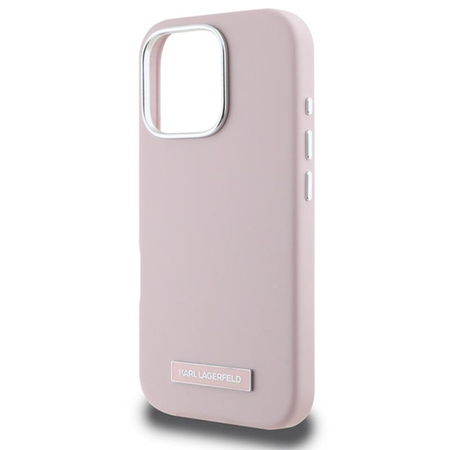 Karl Lagerfeld FW Metal Plate MagSafe - Etui iPhone 16 Pro Max (różowy) (KLHMP16XPGMSRPP)