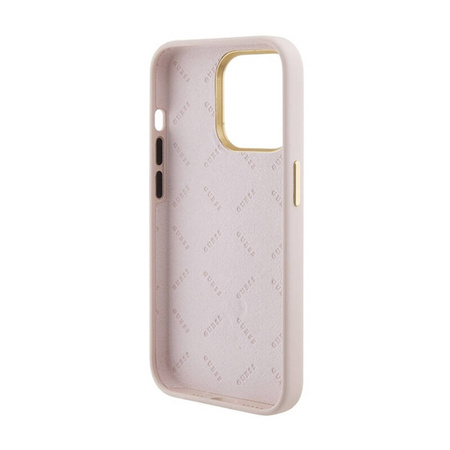 Guess Silicone Logo Strass 4G - Etui iPhone 15 Pro (różowy) (GUHCP15LM4DGPP)