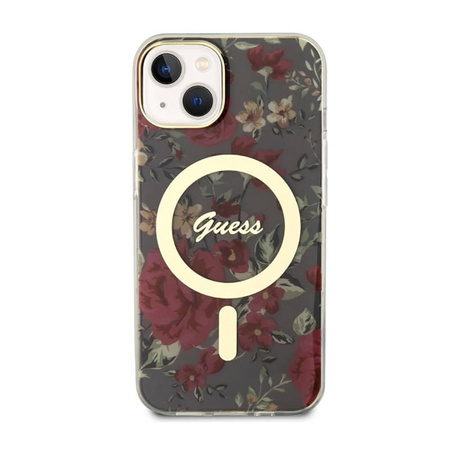 Guess Flower MagSafe - Etui iPhone 14 Plus (Zielony) (GUHMP14MHCFWSA)