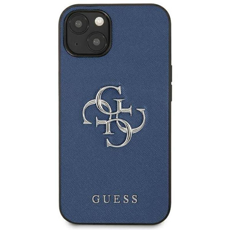 Guess Saffiano 4G Big Silver Logo - Etui iPhone 13 mini (niebieski) (GUHCP13SSA4GSBL)