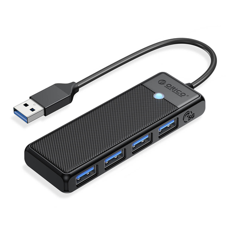 Orico Hub USB-A 4 porty USB-A 3.0 5Gbps czarny (PAPW4A-U3-015-BK-BP)