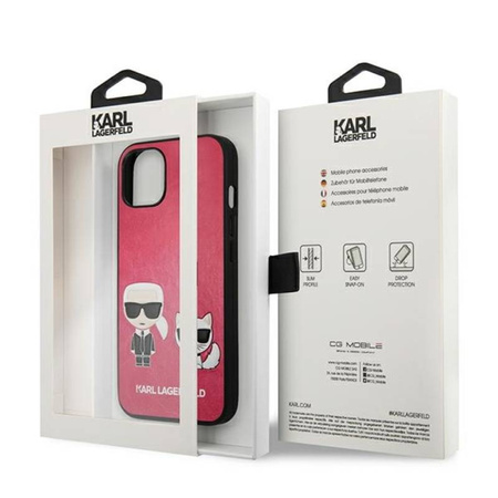 Karl Lagerfeld PU Leather Karl & Choupette Embossed - Etui iPhone 13 Mini (fuksja) (KLHCP13SPCUSKCP)
