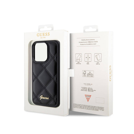 Guess Quilted Metal Logo - Etui iPhone 15 Pro (czarny) (GUHCP15LPSQSQSK)