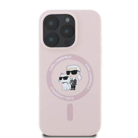 Karl Lagerfeld Silicone Karl & Choupette Ring MagSafe - Etui iPhone 16 Pro (różowy) (KLHMP16LSCMKCRHP)