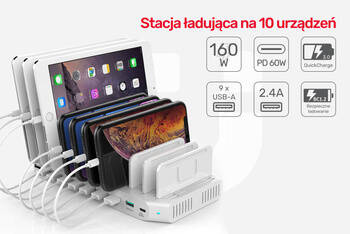 Unitek stacja dokująca 10xUSB 160W (Y-2190)