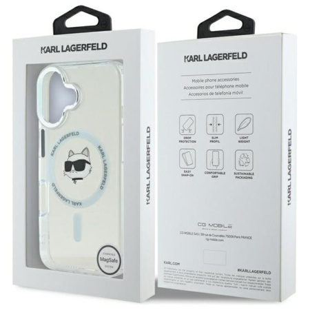 Karl Lagerfeld IML Metal Choupette Head MagSafe - Etui iPhone 16 Plus (biały) (KLHMP16MHLSCHH)