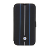 BMW Booktype Leather Stamp Blue Lines - Etui iPhone 14 Pro Max (czarny) (BMBKP14X22RVSK)