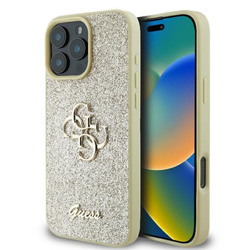 Guess Fixed Glitter Big 4G - Etui iPhone 16 Pro (złoty) (GUHCP16LHG4SGD)