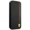 Ferrari Booktype On Track Carbon Stripe - Etui iPhone 13 mini (czarny) (FESAXFLBKP13SBK)