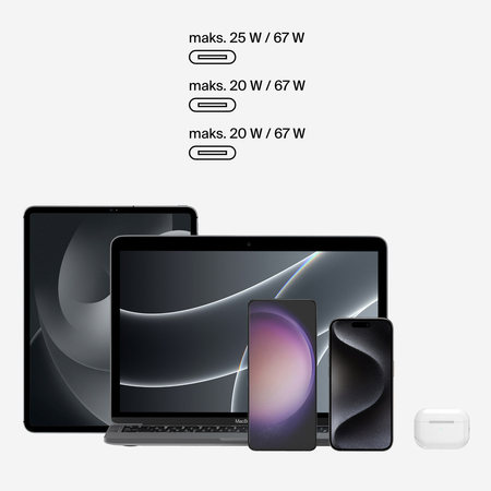 Belkin Ładowarka kątowa 3 porty USB-C PPS 67 W - biała (WCC002VFWH)