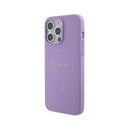 Guess Saffiano MagSafe - Etui iPhone 15 Pro Max (fioletowy) (GUHMP15XPSAHMCU)