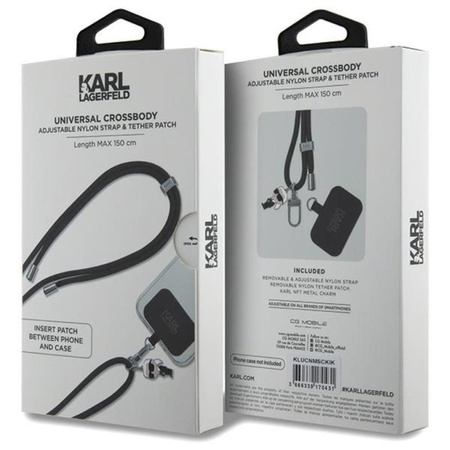 Karl Lagerfeld CBDY Cord - Uniwersalny pasek / smyczka do telefonu (czarny) (KLUCNMSCKIK)