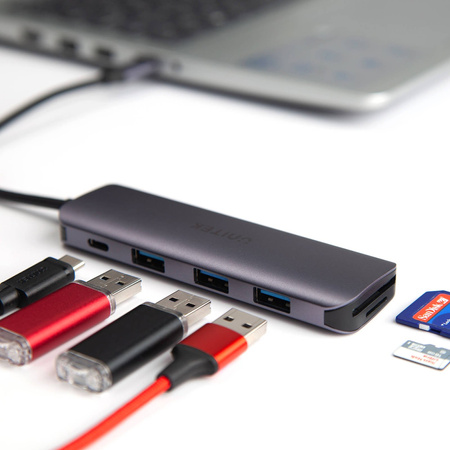 Unitek hub USB-C 3xUSB 3.1 Gen1 PD 100W SD microSD (H1107C)