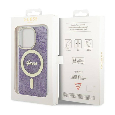 Guess 4G MagSafe - Etui iPhone 14 Pro (Purpurowy) (GUHMP14LH4STU)