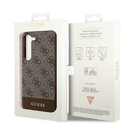 Guess 4G Bottom Stripe Metal Logo Collection - Etui Samsung Galaxy S24+ (brązowy) (GUHCS24MG4GLBR)