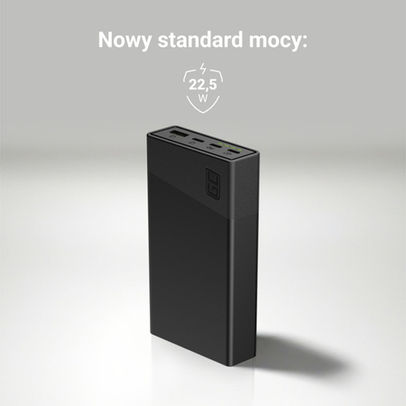 Green Cell PowerPlay20s - Power Bank 20000 mAh z szybkim ładowaniem USB-A QuickCharge 3.0 oraz 2x USB-C Power Delivery 22.5W (czarny) (PBGC03S)