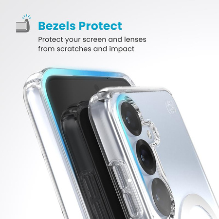 Speck Presidio Perfect-Clear Magnet - Etui Samsung Galaxy S25+ / S24+ MagSafe (Clear / Chrome Finish / Serene Silver) (150885-3199)
