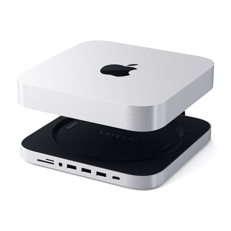 Satechi Podstawka-Hub do Mac Mini - 3 x USB 3.0, USB-C, audio jack, micro/SD - Srebrny (ST-ABHFS)