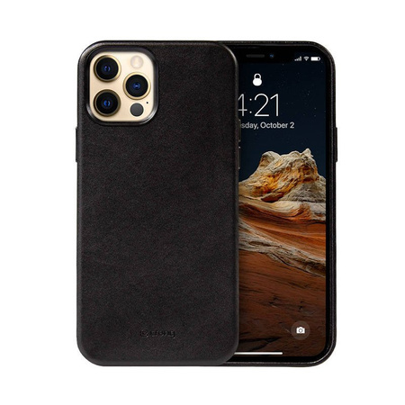 Crong Essential Cover Magnetic - Etui ze skóry iPhone 12 Pro Max MagSafe (czarny) (CRG-ESSM-IP1267-BLK)