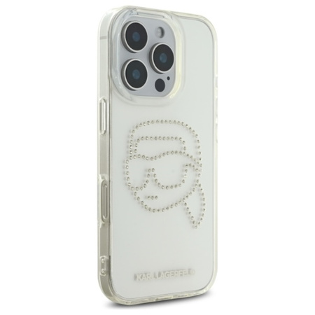 Karl Lagerfeld IML Rhinestones Karl Head - Etui do iPhone 16 Pro Max (przezroczysty) (KLHCP16XHKHDCELT)