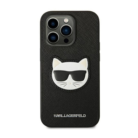 Karl Lagerfeld Saffiano Choupette Head Patch Case - Etui iPhone 14 Pro Max (czarny) (KLHCP14XSAPCHK)
