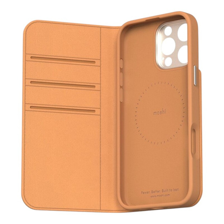 Moshi Overture MagSafe - Skórzane etui 3w1 z klapką iPhone 16 Pro Max (Caramel Brown) (99MO241214)