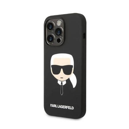Karl Lagerfeld Silicone Ikonik Karl`s Head MagSafe - Etui iPhone 14 Pro (czarny) (KLHMP14LSLKHBK)
