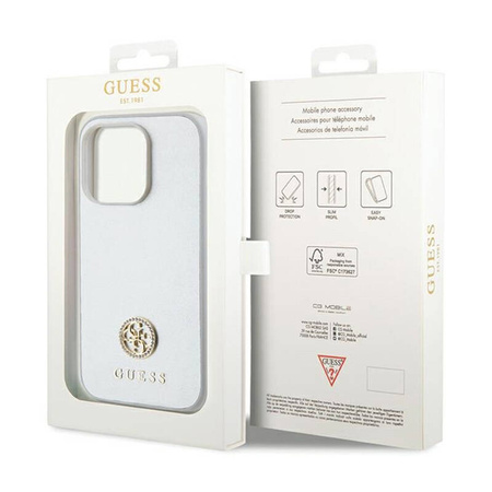 Guess 4G Strass Metal Logo - Etui iPhone 15 Pro (srebrny) (GUHCP15LPS4DGPS)