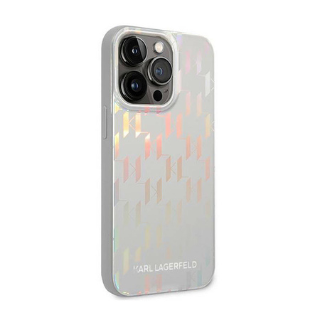 Karl Lagerfeld Monogram Iridescent - Etui iPhone 14 Pro Max (srebrny) (KLHCP14XLGMMSV3)