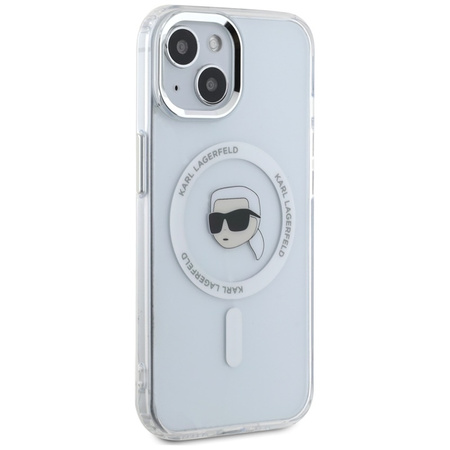 Karl Lagerfeld IML Metal Karl Head MagSafe - Etui do iPhone 15 (biały) (KLHMP15SHLSKIH)