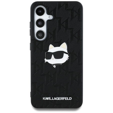 Karl Lagerfeld Leather Monogram Pin Logo Choupette Head - Etui Samsung Galaxy S25 (czarny) (KLHCS25SPGKLCHPK)