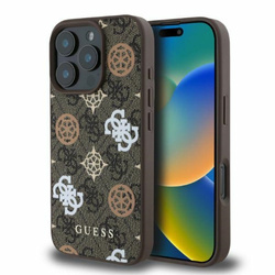 Guess Peony On 4G Background MagSafe - Etui iPhone 16 Pro (brązowy) (GUHMP16LP4PWPW)