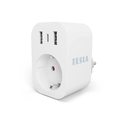 Tesla Smart Plug Inteligentne gniazdko z ładowarką 4w1 -1x sieciowe 220V, 2xUSB-A, 1xUSB-C (TSL-SPL-SP300-3USB)