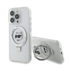Karl Lagerfeld Ring Stand Choupette Head MagSafe - Etui iPhone 15 Pro Max (biały) (KLHMP15XHMRSCHH)